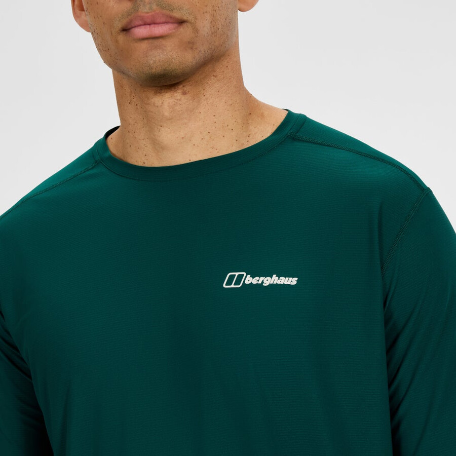 uomini 247 equipaggio manica lunga tech tee - verde berghaus