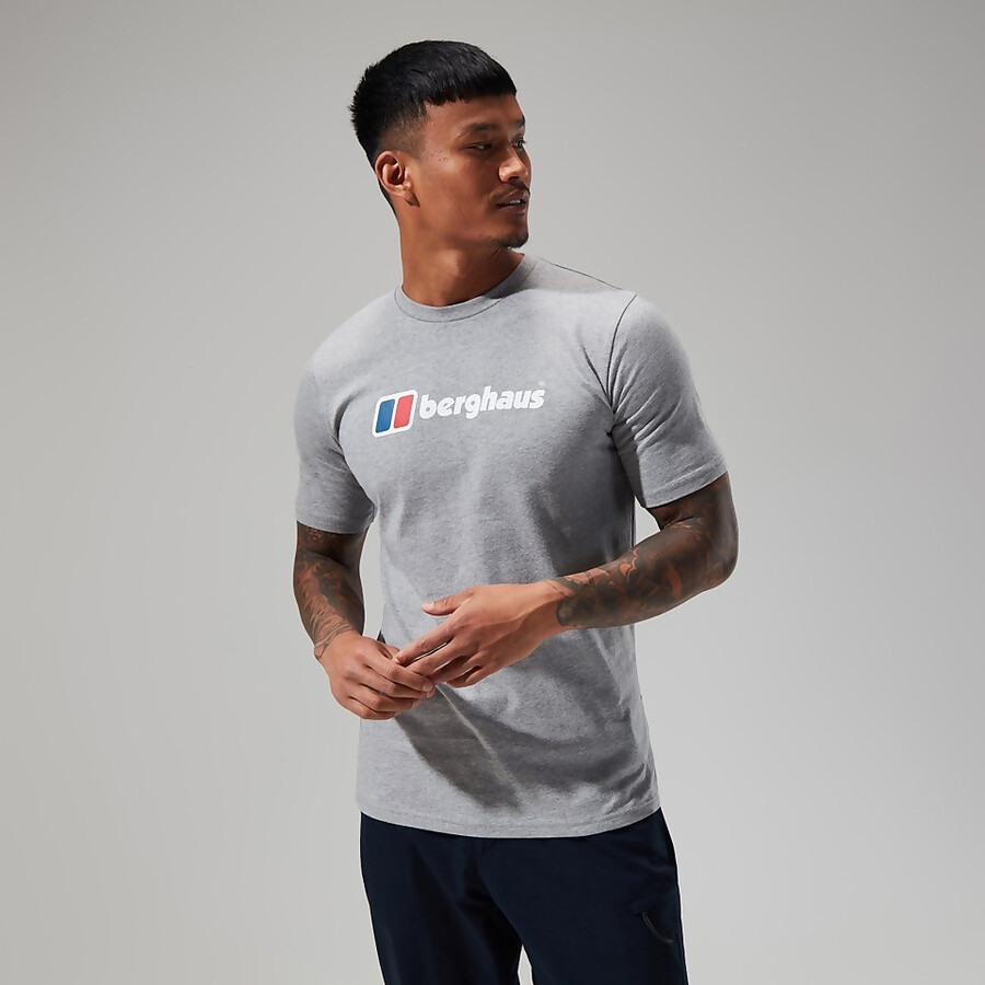 uomo big logo tee grigio scuro berghaus
