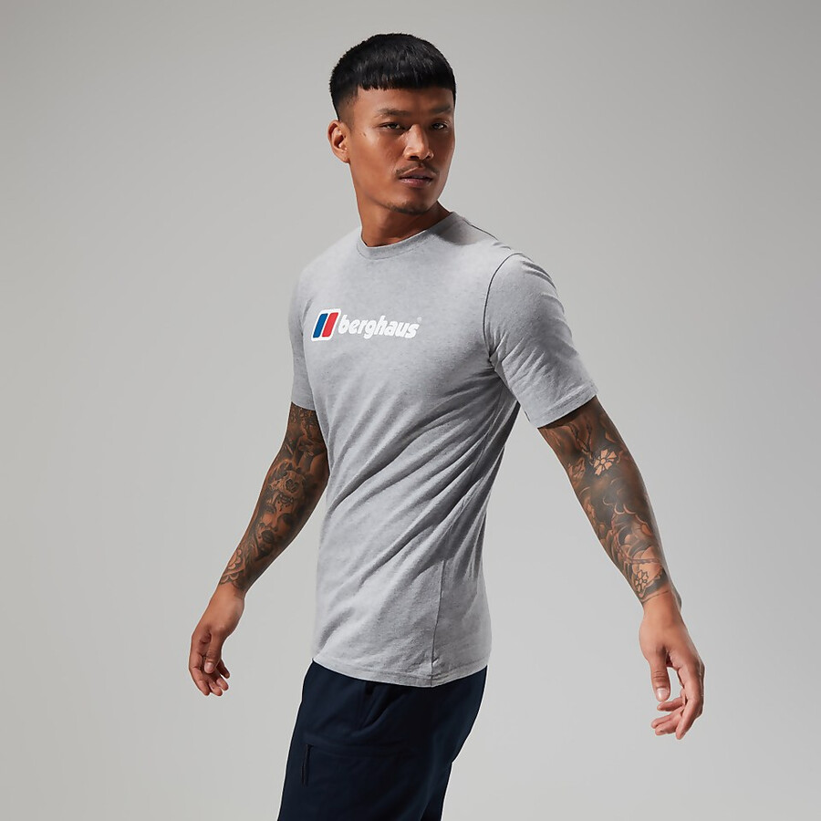 uomo big logo tee grigio scuro berghaus