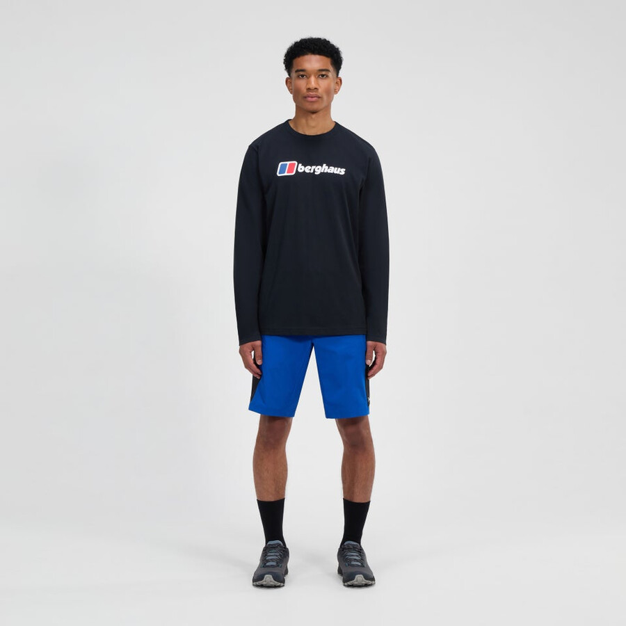 uomo berghaus grande logo manica lunga tee - black berghaus