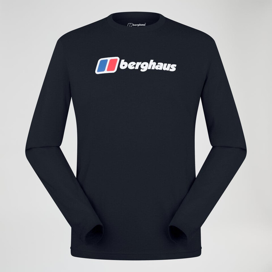 uomo berghaus grande logo manica lunga tee - black berghaus