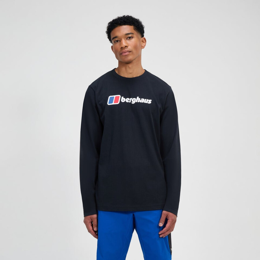 uomo berghaus grande logo manica lunga tee - black berghaus