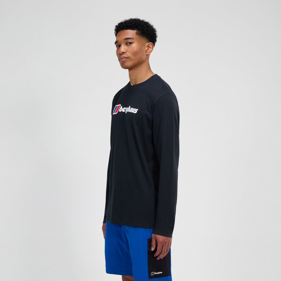 uomo berghaus grande logo manica lunga tee - black berghaus