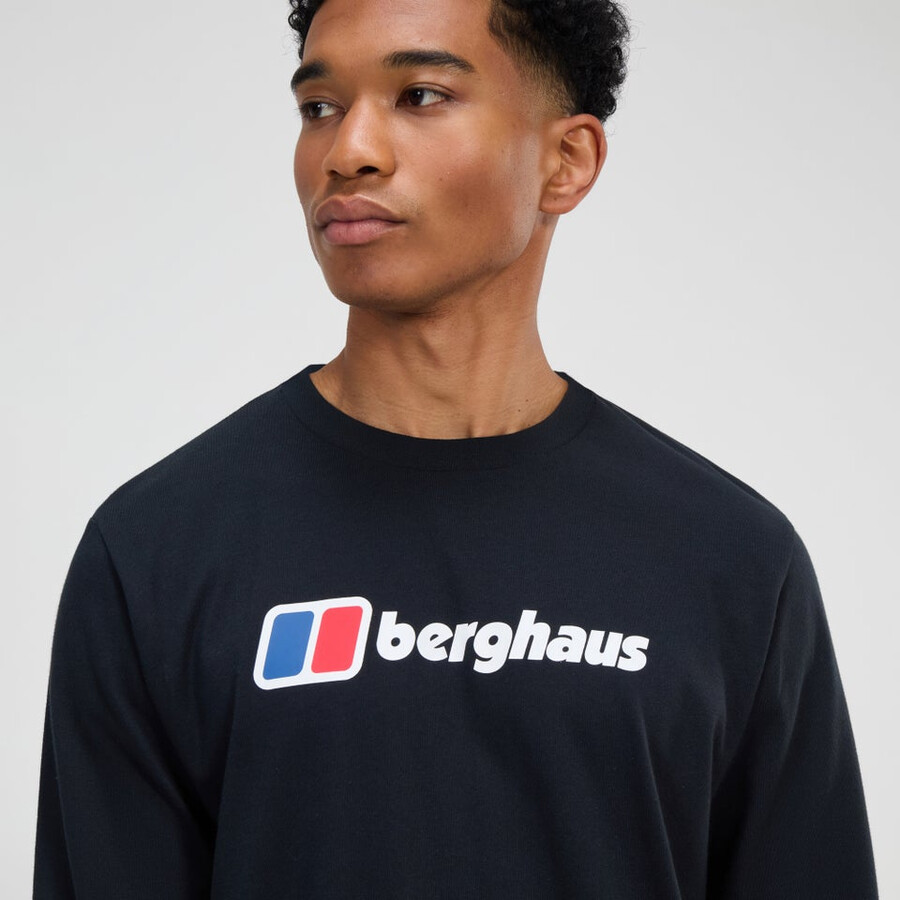 uomo berghaus grande logo manica lunga tee - black berghaus