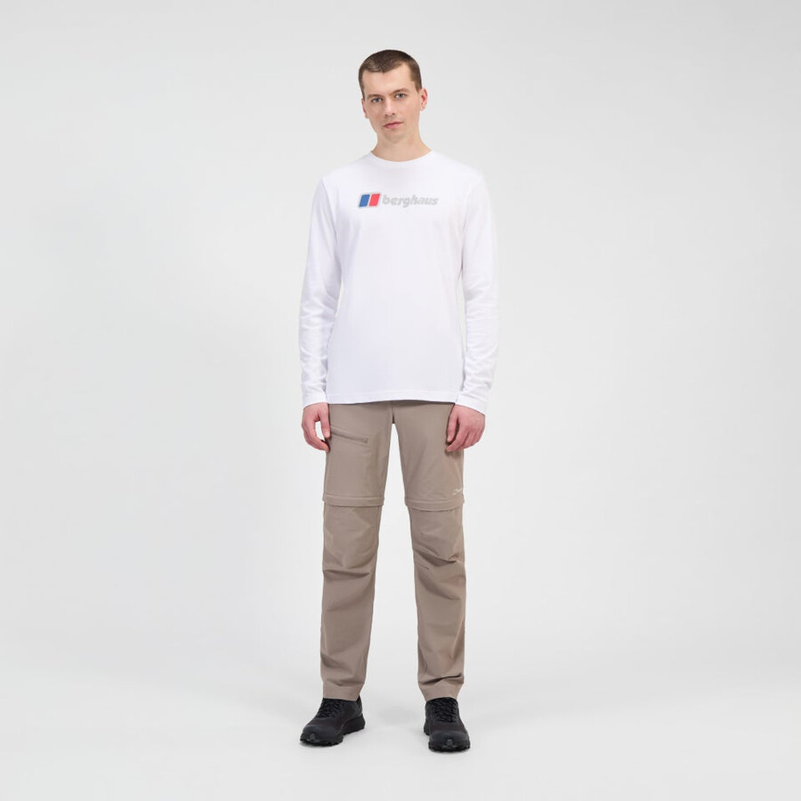 uomo berghaus grande logo manica lunga tee - bianco berghaus