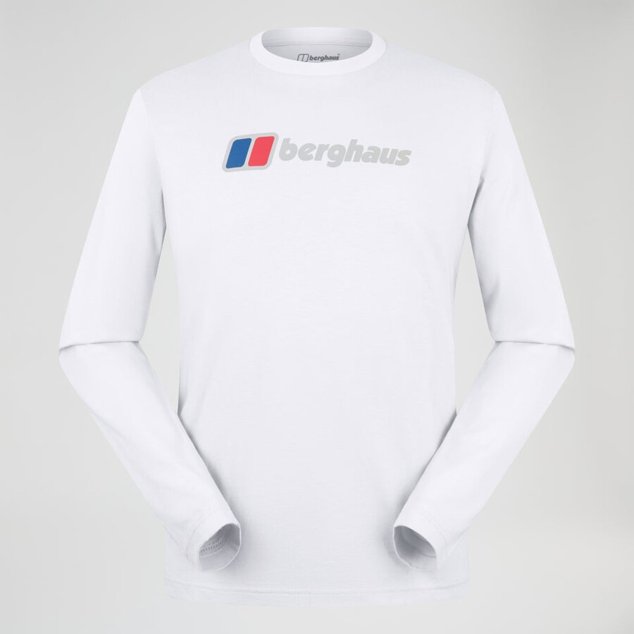 uomo berghaus grande logo manica lunga tee - bianco berghaus