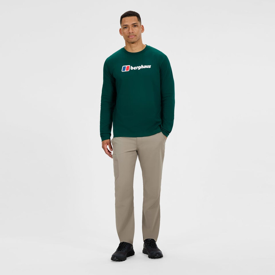 uomo big logo maniche lunghe tee - verde berghaus