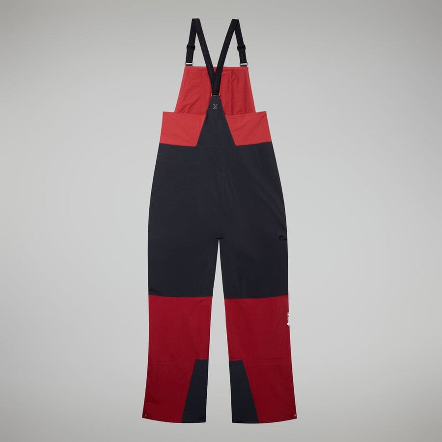 uomini mtn spigolo scendere in gore-tex pantaloni con pettorina - rosso scuronero berghaus