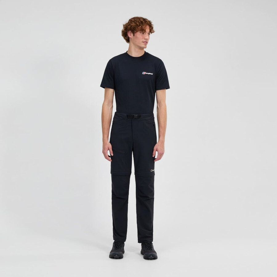 uomini trail-explorer zip off pant - black berghaus