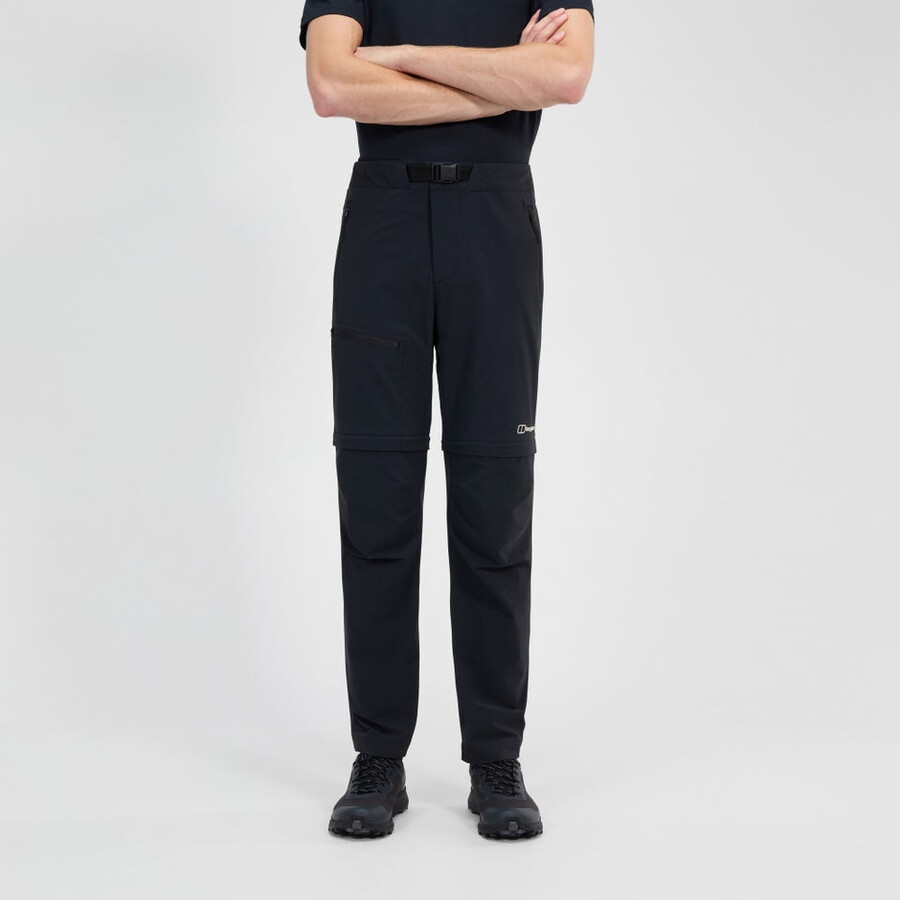 uomini trail-explorer zip off pant - black berghaus