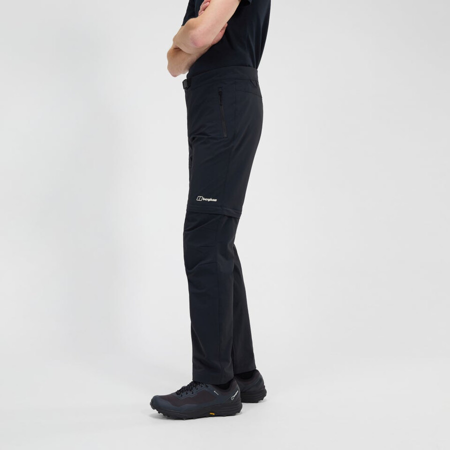 uomini trail-explorer zip off pant - black berghaus