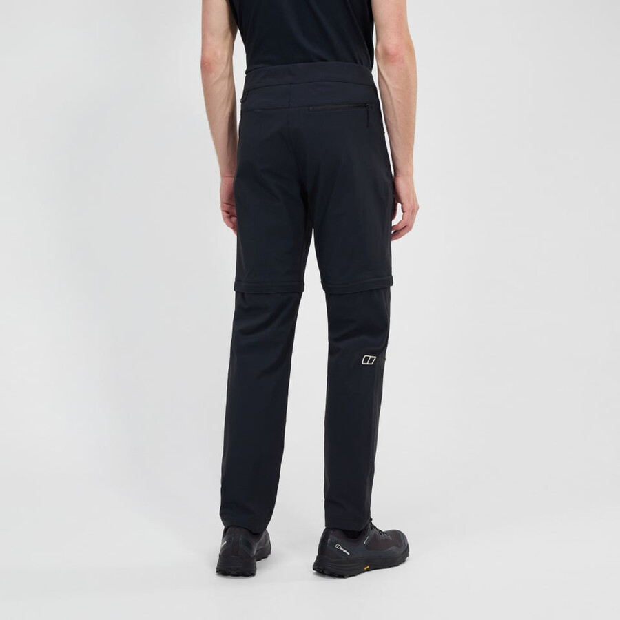 uomini trail-explorer zip off pant - black berghaus