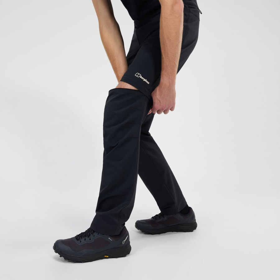 uomini trail-explorer zip off pant - black berghaus