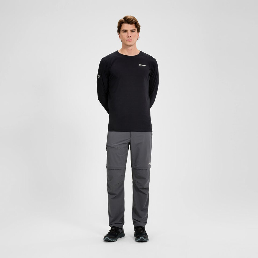 uomini trail-explorer zip off pant - grigio berghaus