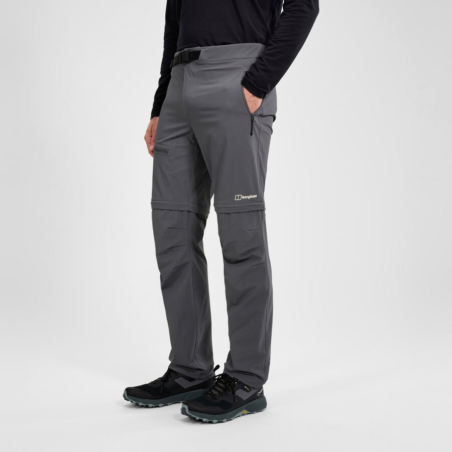 uomini trail-explorer zip off pant - grigio berghaus