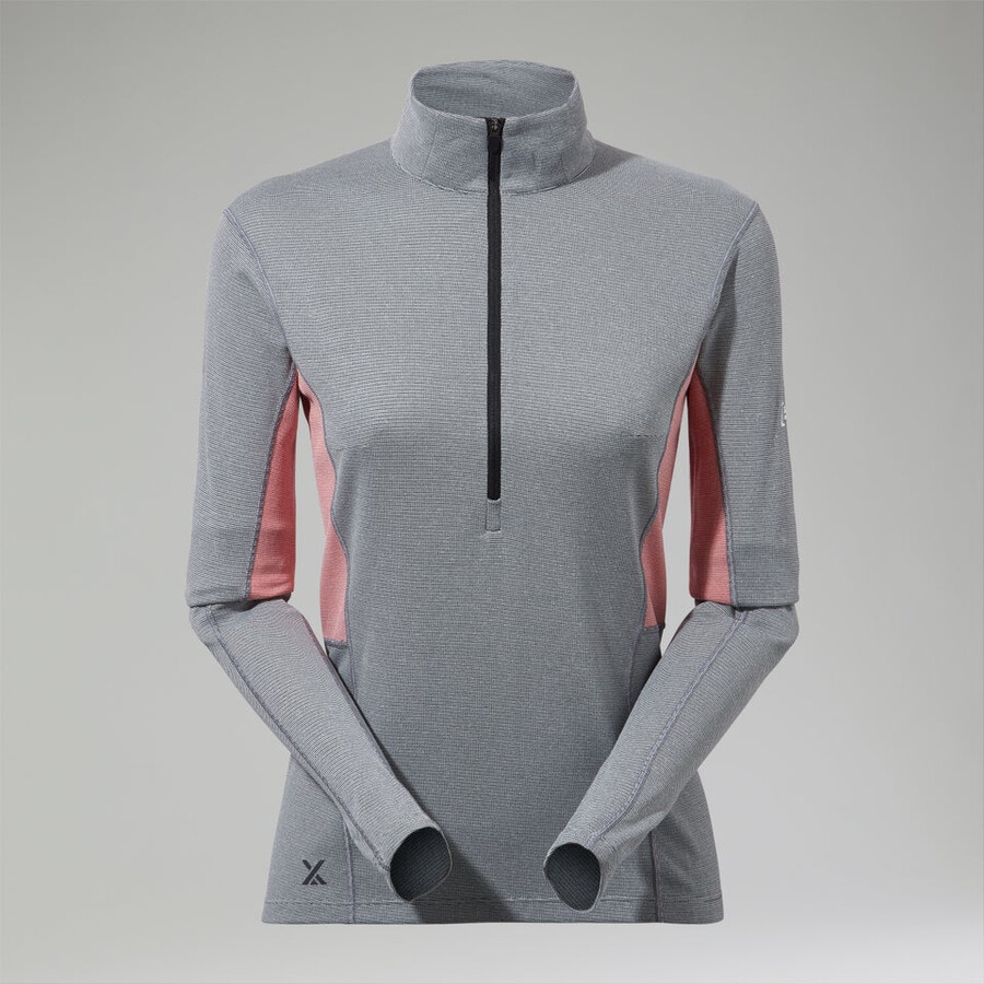 donne mtn guida manica lunga mezza zip - grigiorosso berghaus