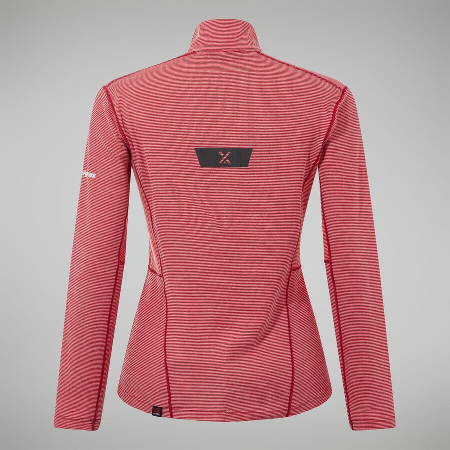 donne mtn guida manica lunga mezza zip - rosso berghaus