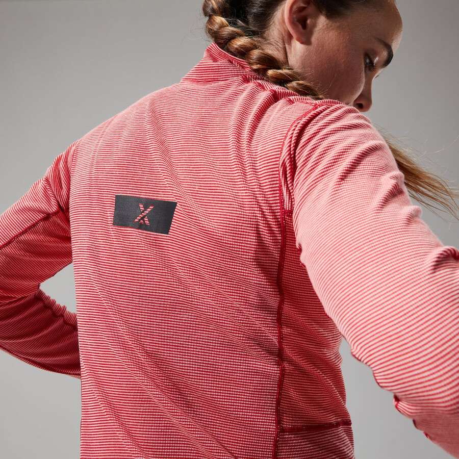 donne mtn guida manica lunga mezza zip - rosso berghaus