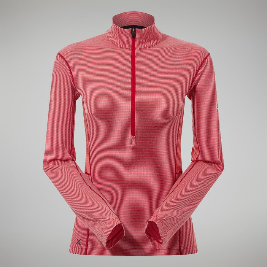 donne mtn guida manica lunga mezza zip - rosso berghaus