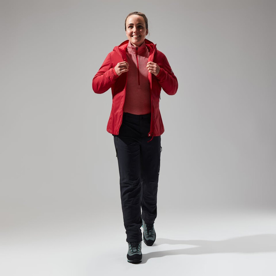 donne mtn guida manica lunga mezza zip - rosso berghaus
