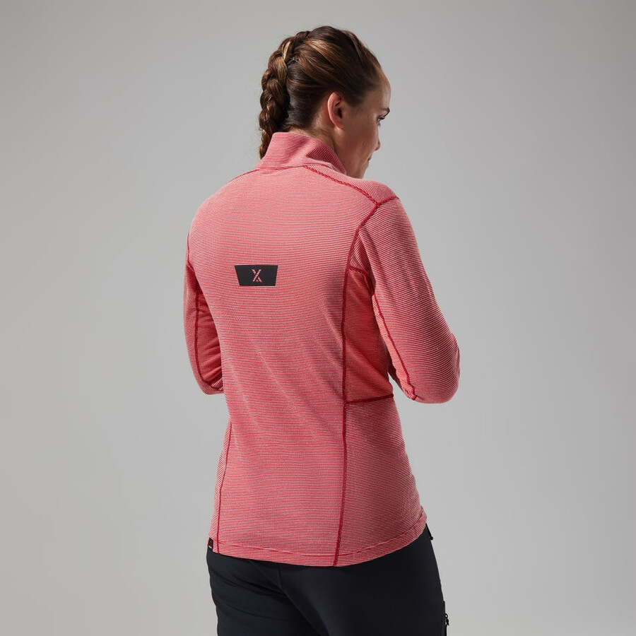 donne mtn guida manica lunga mezza zip - rosso berghaus