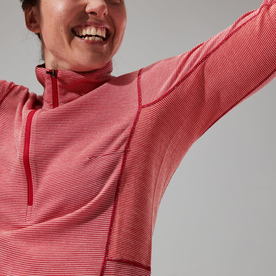 donne mtn guida manica lunga mezza zip - rosso berghaus