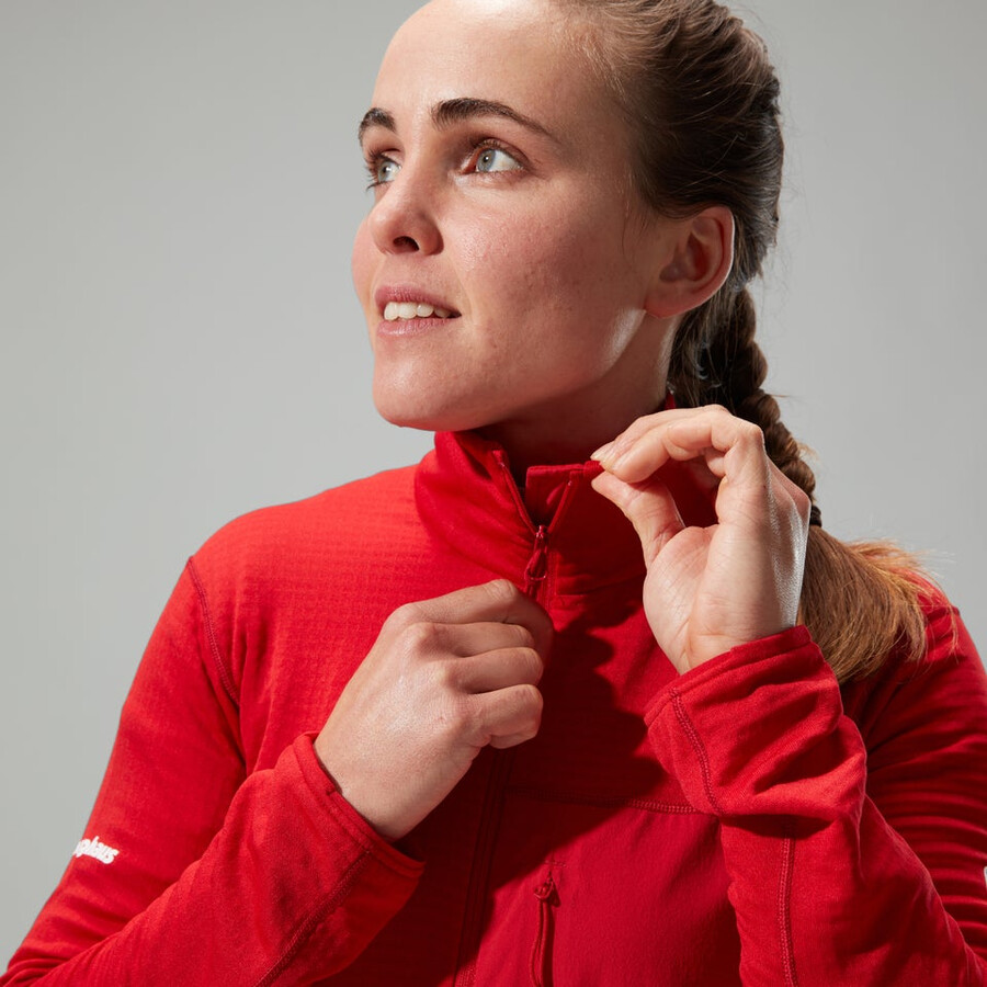 donne mtn spigolo lb mezza zip - rosso berghaus