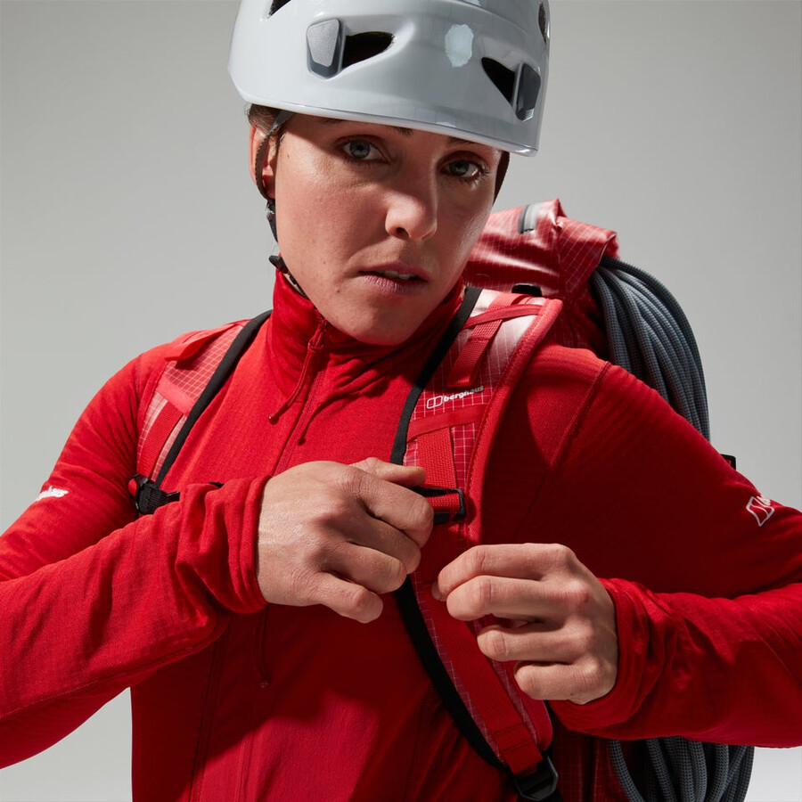 donne mtn spigolo lb mezza zip - rosso berghaus
