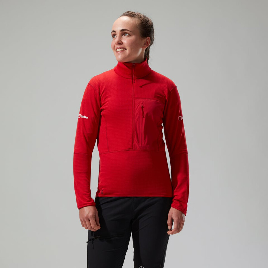 donne mtn spigolo lb mezza zip - rosso berghaus