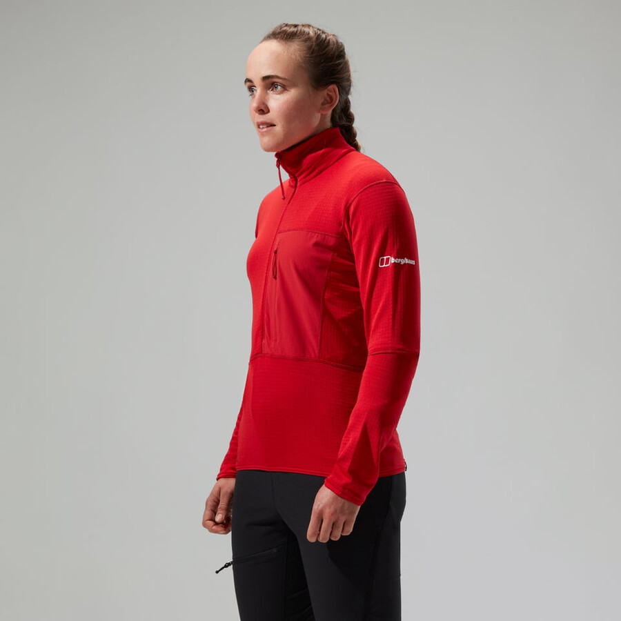 donne mtn spigolo lb mezza zip - rosso berghaus