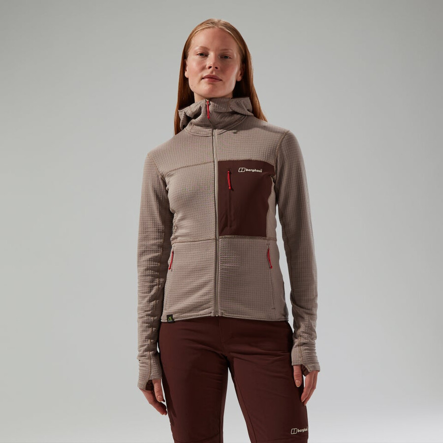 donne ridge-escursionista giacca con cappuccio - grigiomarrone berghaus