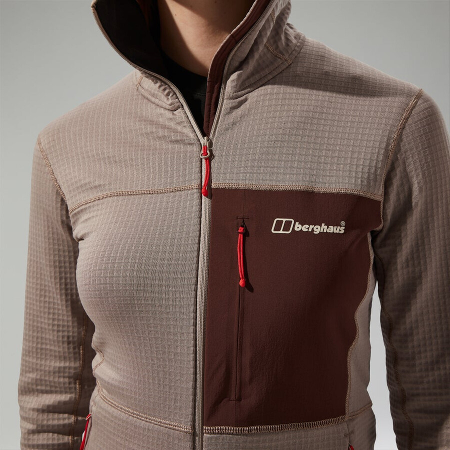 donne ridge-escursionista giacca con cappuccio - grigiomarrone berghaus