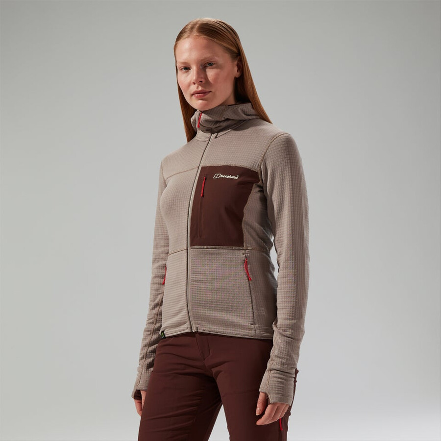 donne ridge-escursionista giacca con cappuccio - grigiomarrone berghaus