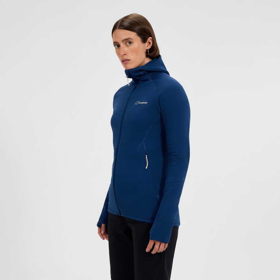 le donne cinetica powerstretch felpa con cappuccio - blu berghaus