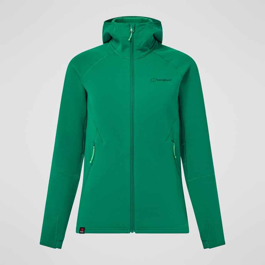 le donne cinetica powerstretch felpa con cappuccio - verde berghaus