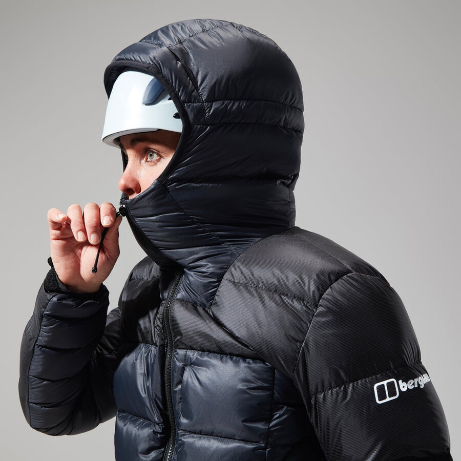 donne mtn spigolo ultra giù felpa con cappuccio - nero berghaus
