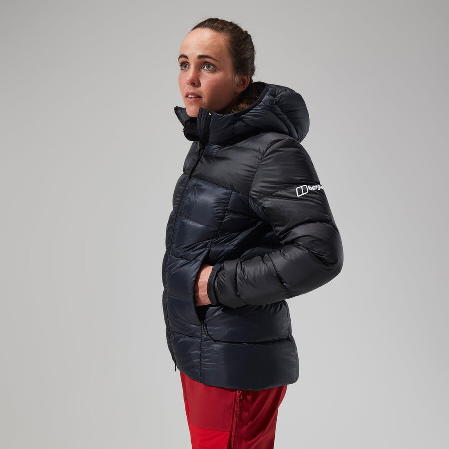 donne mtn spigolo ultra giù felpa con cappuccio - nero berghaus