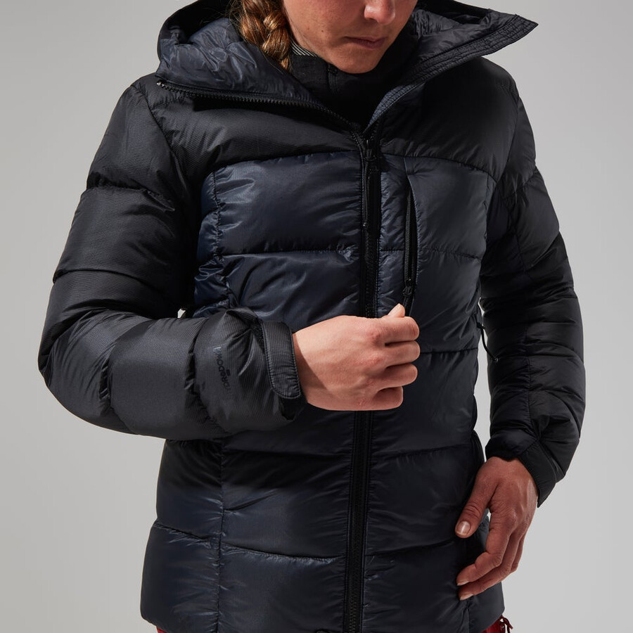 donne mtn spigolo ultra giù felpa con cappuccio - nero berghaus