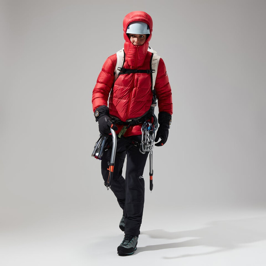 donne mtn spigolo ultra giù felpa con cappuccio - rosso berghaus