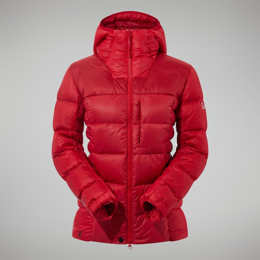 donne mtn spigolo ultra giù felpa con cappuccio - rosso berghaus