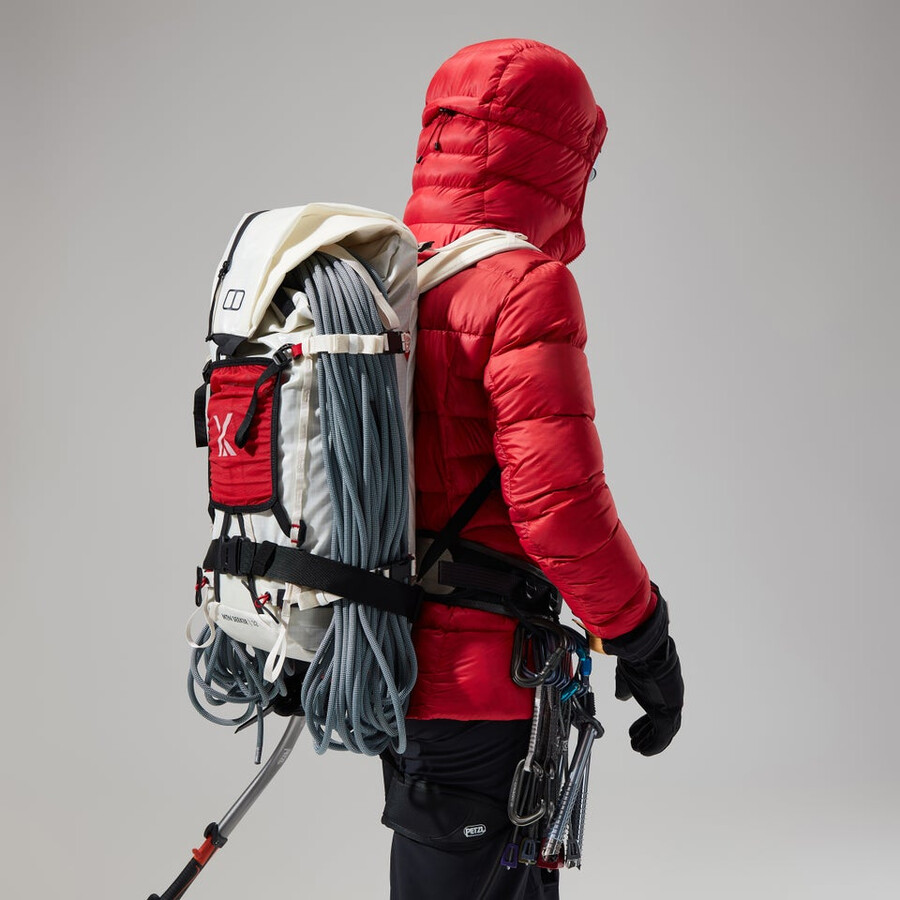 donne mtn spigolo ultra giù felpa con cappuccio - rosso berghaus