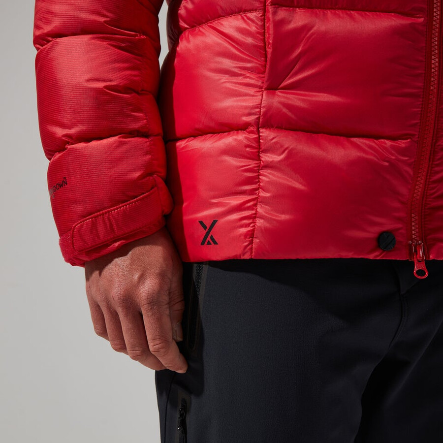 donne mtn spigolo ultra giù felpa con cappuccio - rosso berghaus