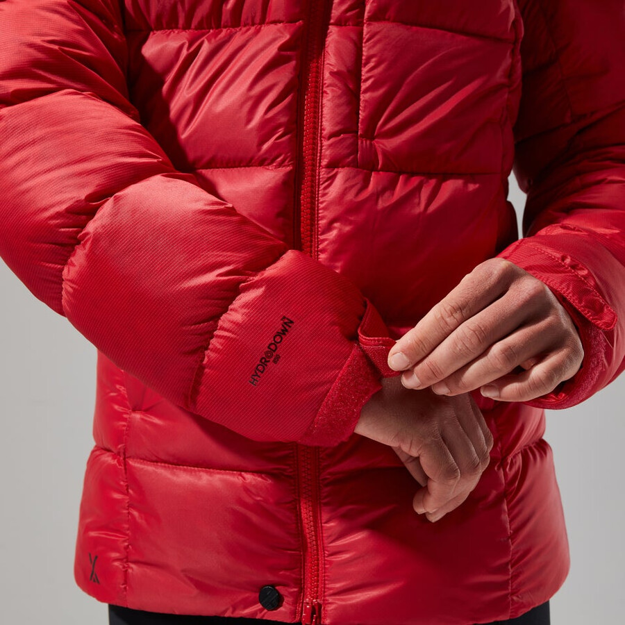 donne mtn spigolo ultra giù felpa con cappuccio - rosso berghaus