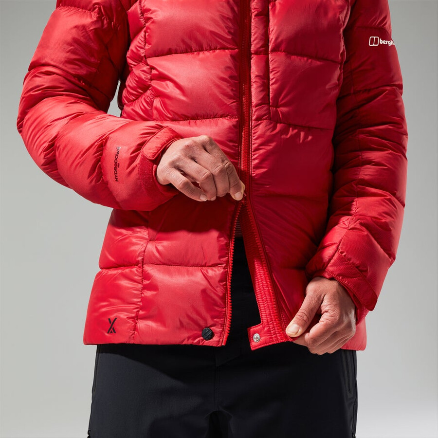 donne mtn spigolo ultra giù felpa con cappuccio - rosso berghaus