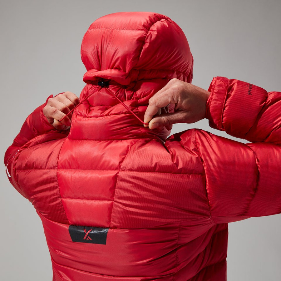donne mtn spigolo ultra giù felpa con cappuccio - rosso berghaus