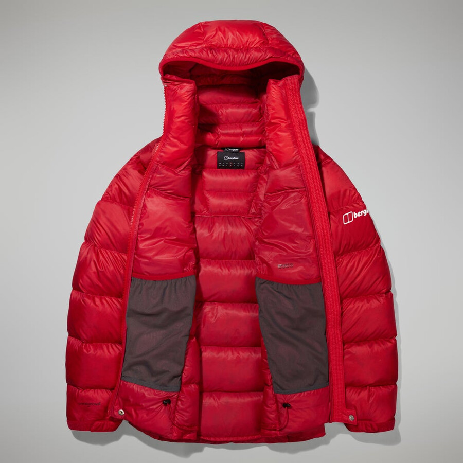 donne mtn spigolo ultra giù felpa con cappuccio - rosso berghaus