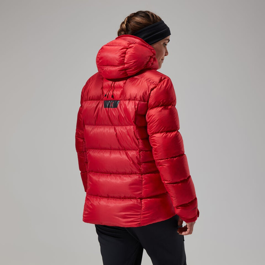 donne mtn spigolo ultra giù felpa con cappuccio - rosso berghaus