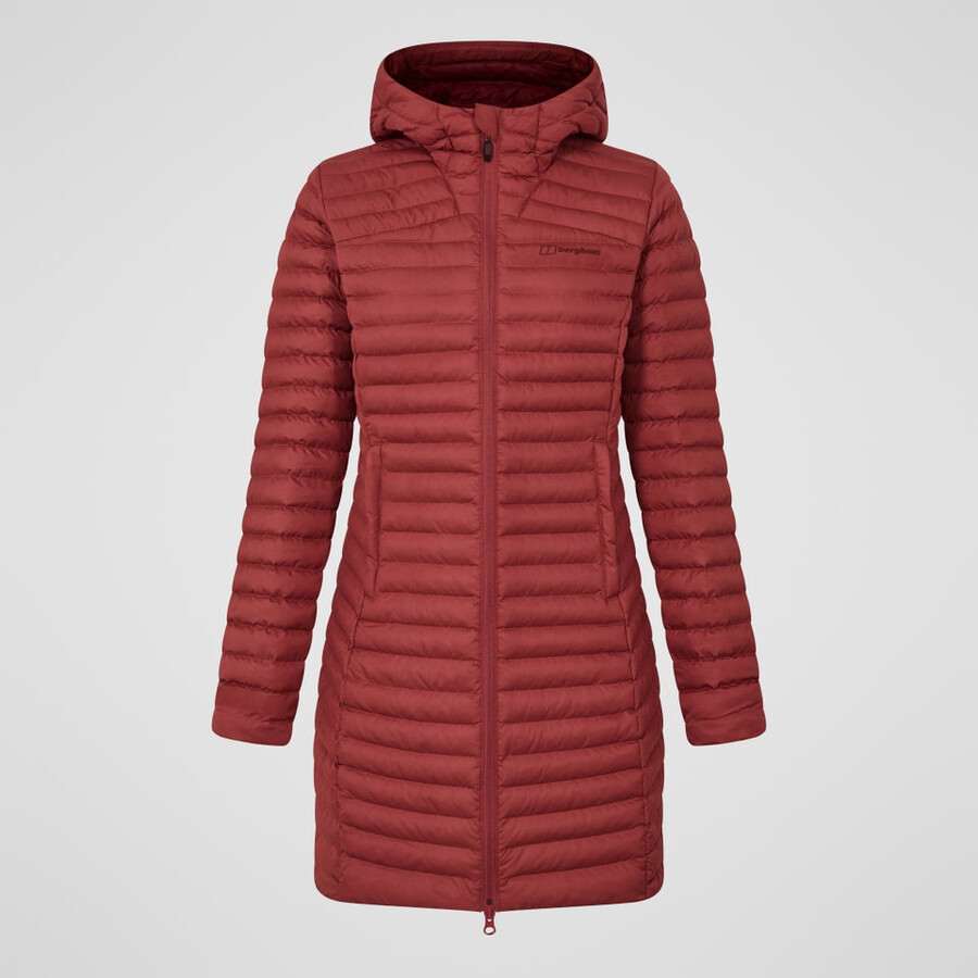 donne nula micro sintetico isolato giacca lunga - rosso berghaus
