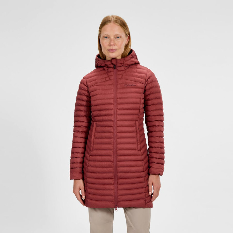 donne nula micro sintetico isolato giacca lunga - rosso berghaus