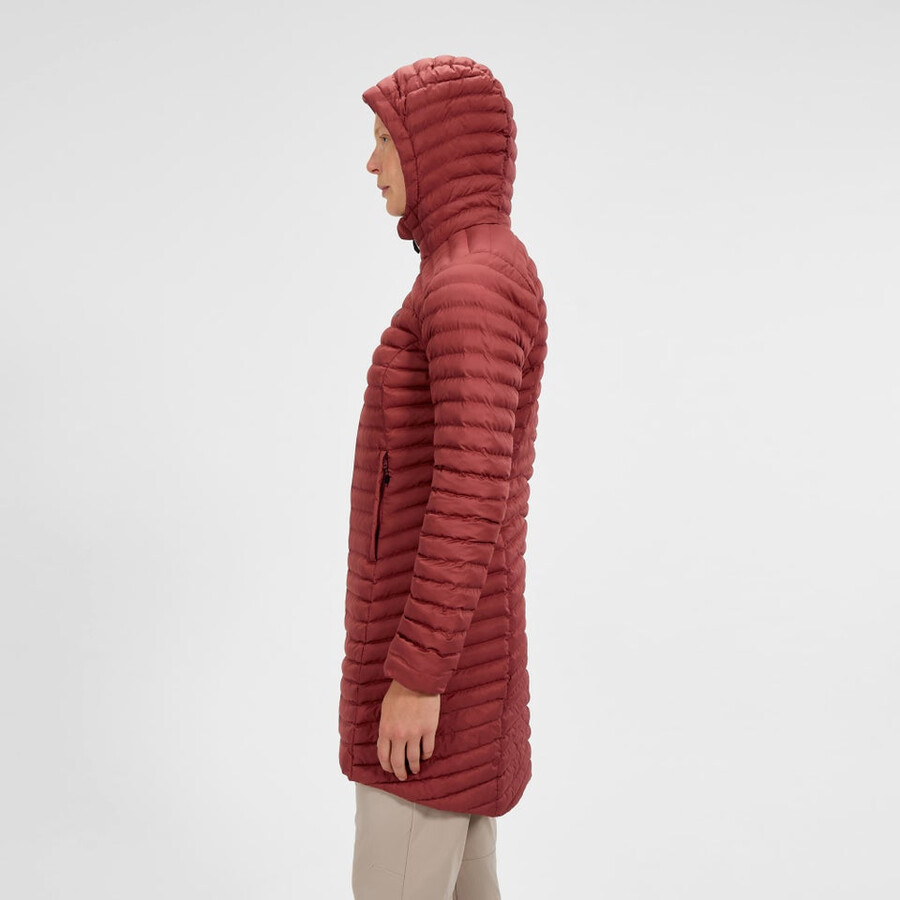 donne nula micro sintetico isolato giacca lunga - rosso berghaus